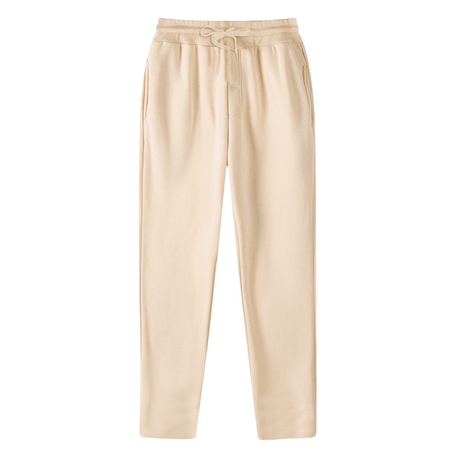 thumbnail image 4 of Pantalones informales de hombre con cordón y pierna recta: cintura elástica, tejido de poliéster, corte holgado para deporte/negocios, diseño de color liso., 4 of 4